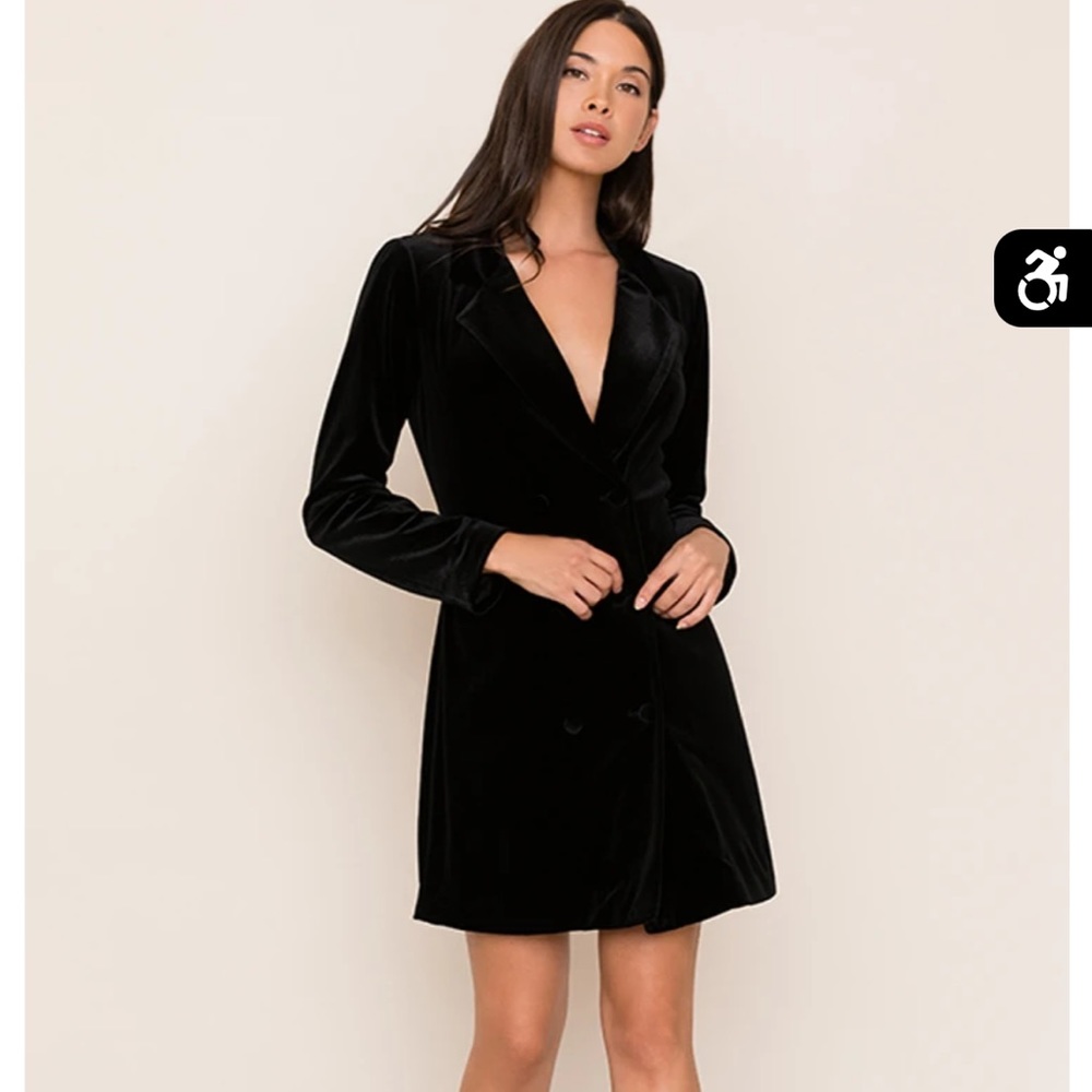 Yumi Kim black mini velvet dress- SUIT UP VELVET DRESS